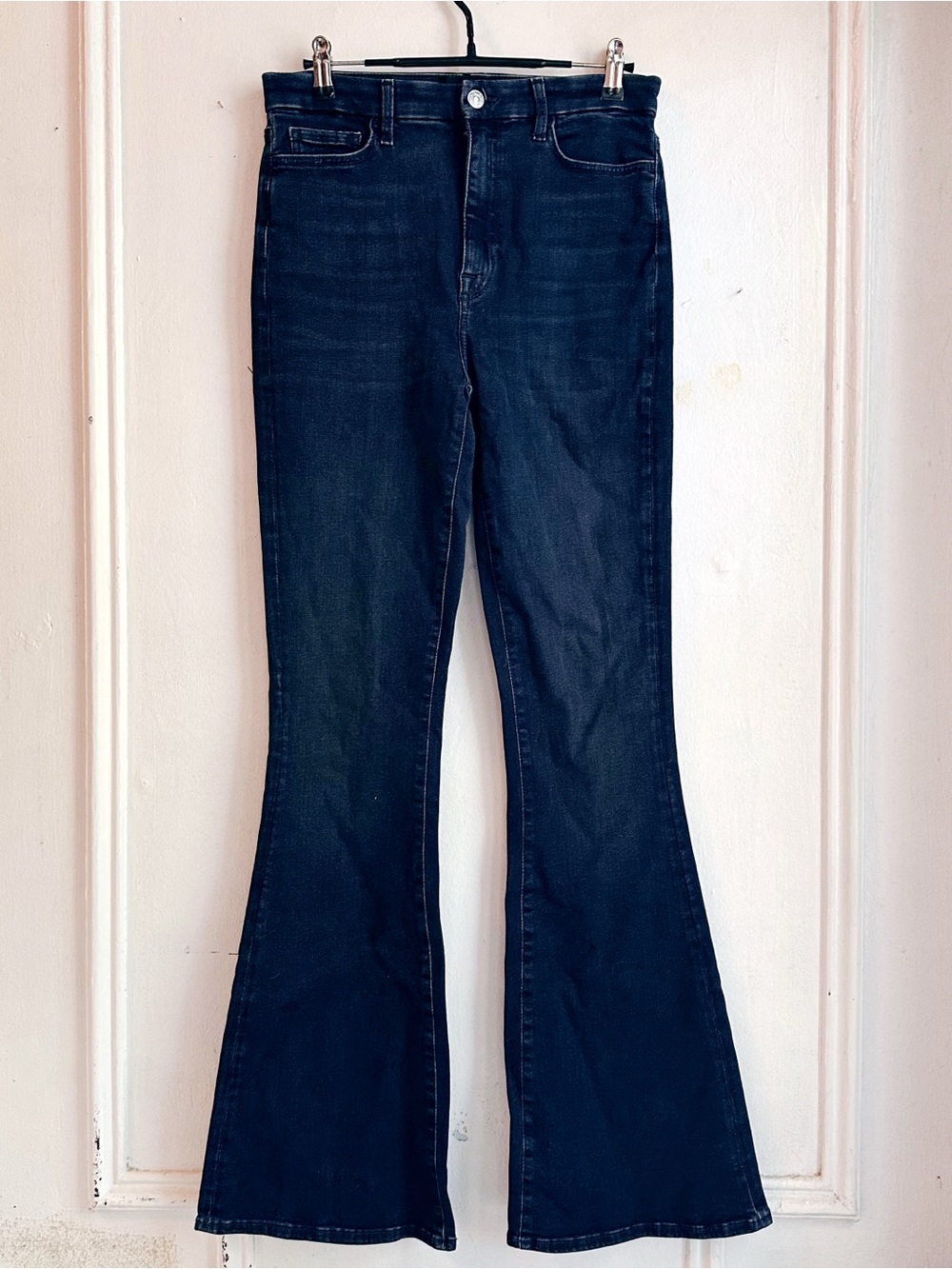7 for all Mankind Dark Blue ultra high rise skinny boot jeans no filter denim 30